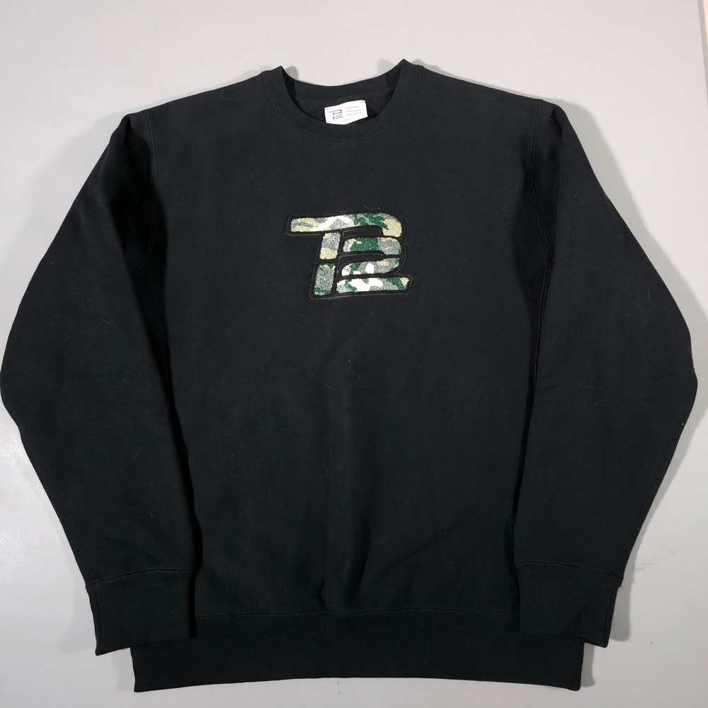 TB12 Sweatshirt Mens Large Black Camo Logo Crewneck Pullover Tom Brady
